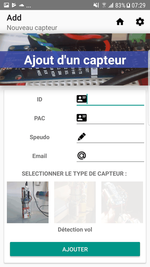 App module registration page